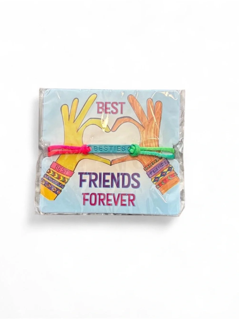 ❤️$2 BUNDLED- Besties Friends Forever Pink & Green Friendship Bracelet